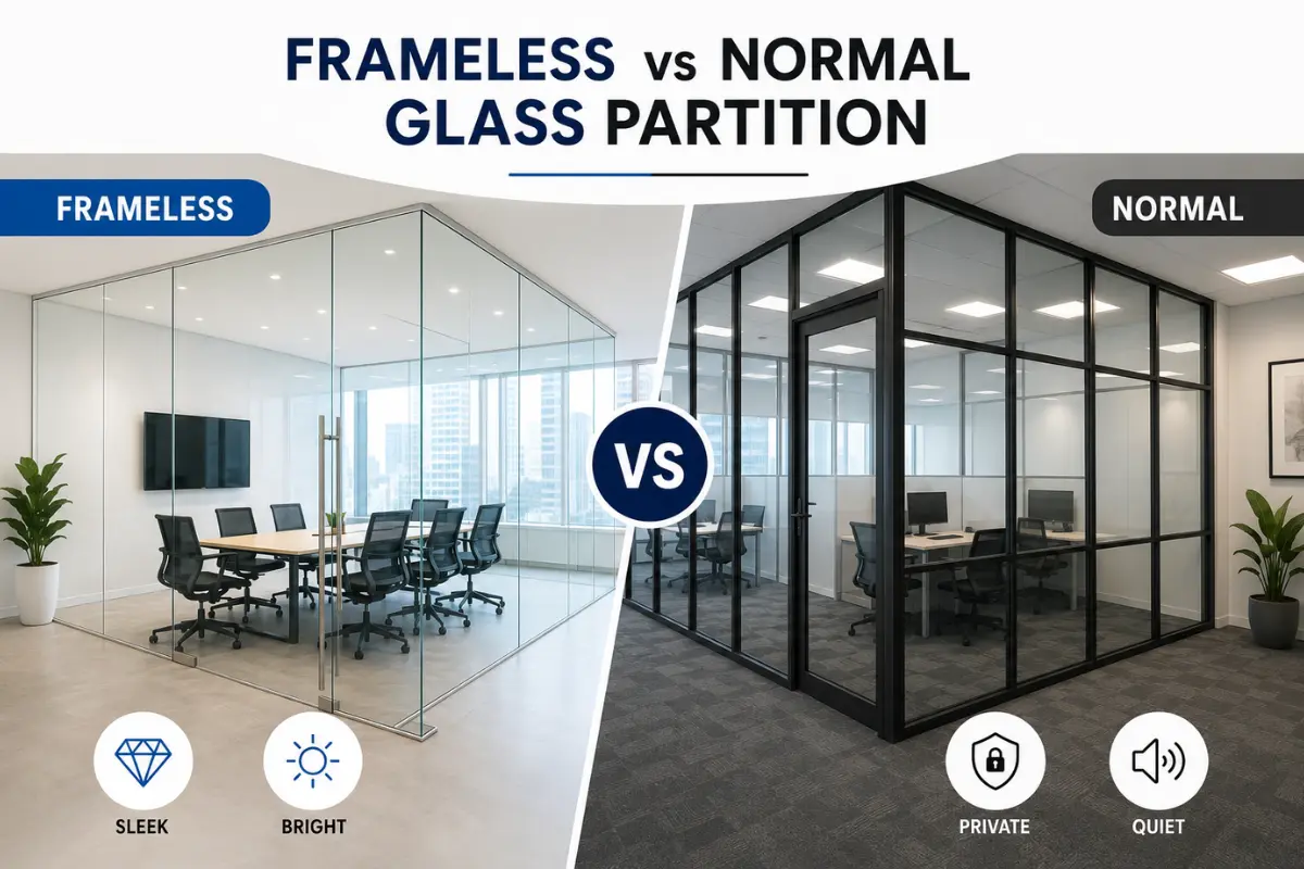 Frameless vs Normal Glass Partition Best Choice for Your Office
